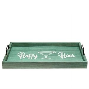 Green Wooden Happy Hour Serving Tray